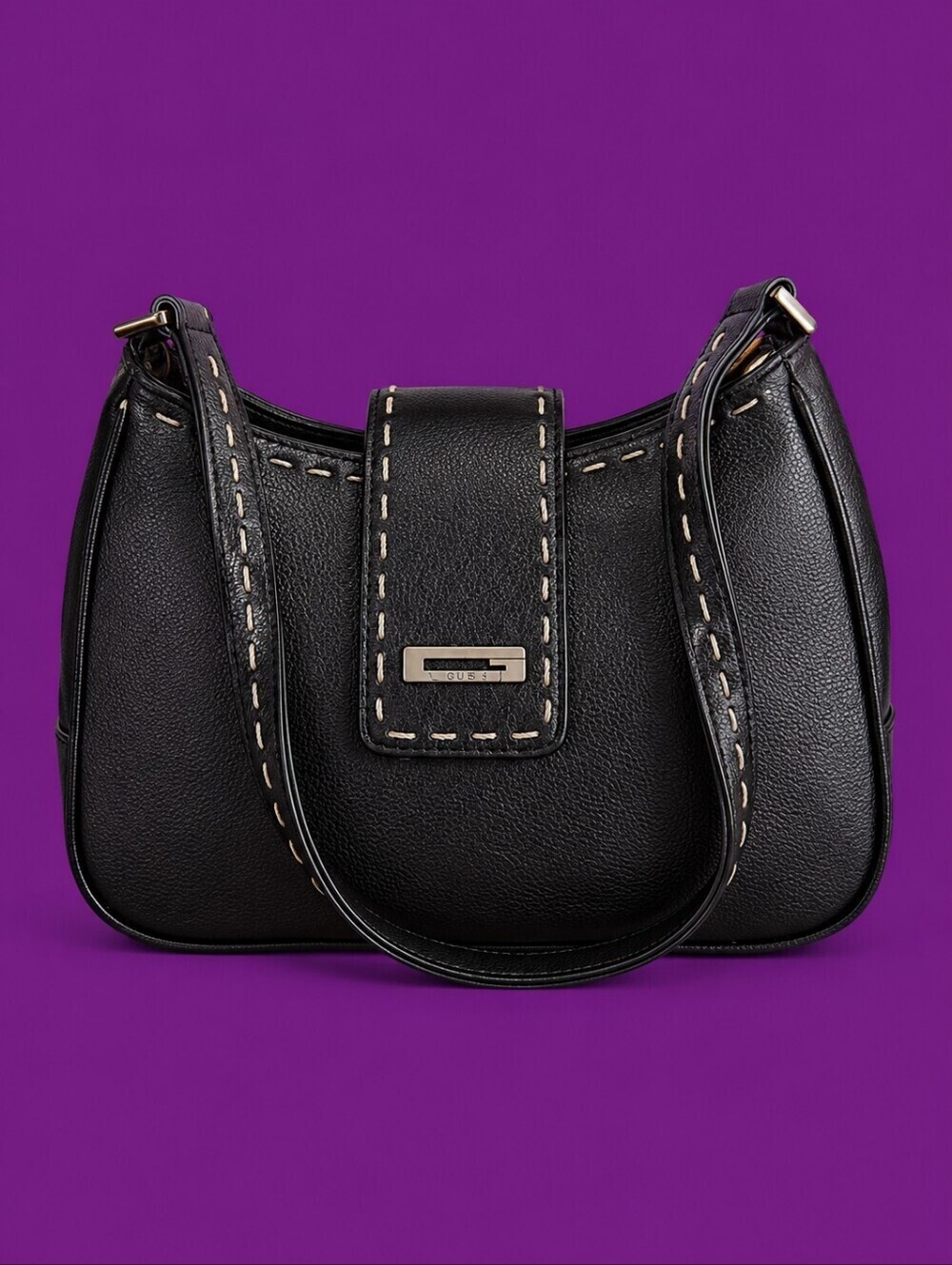 GUESS Y2k Black Leather Micro Mini Shoulder Handbag